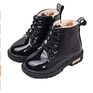 Toddlers boys girls zipper/laces ankle boots plush